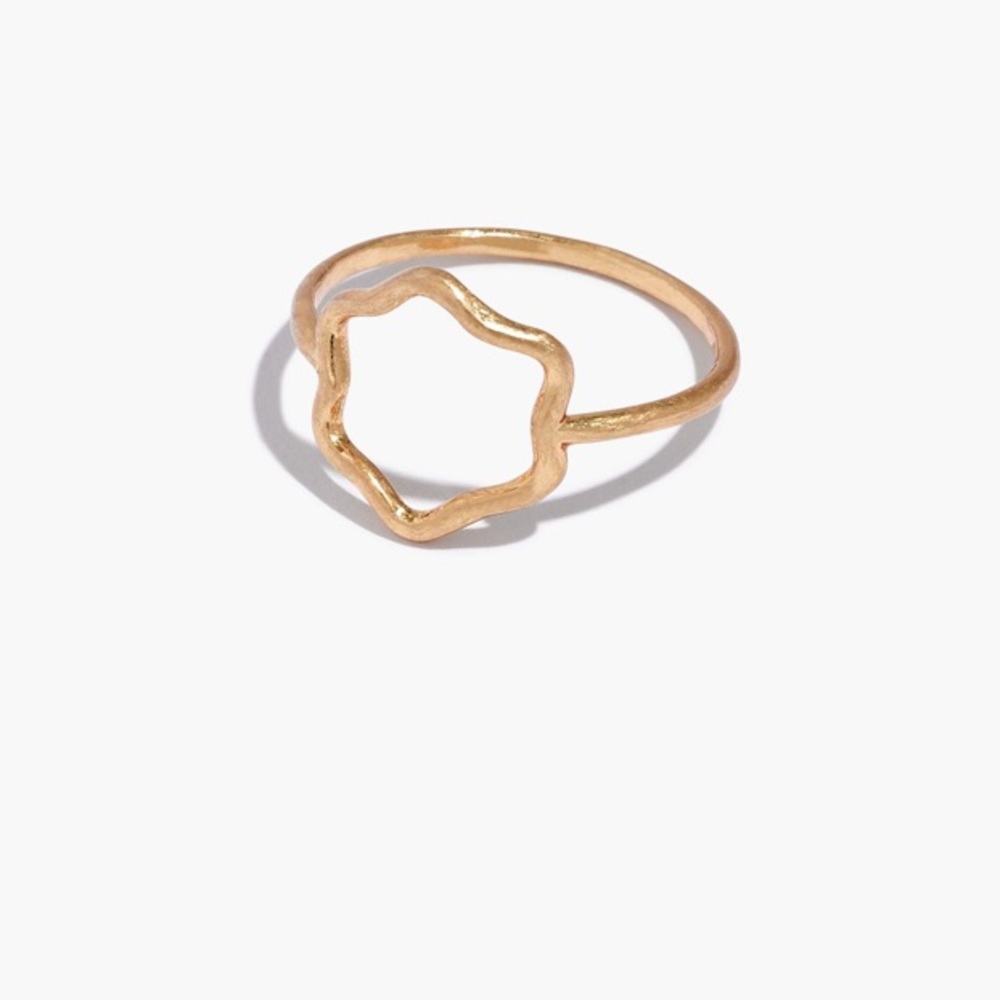 New Madewell wavy flower stud vintage gold tone trendy ring Size 7